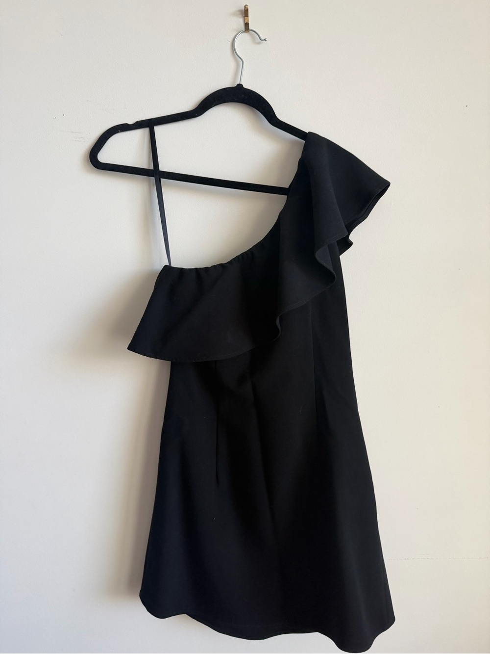 French Connection Black One-Shoulder Ruffle Mini Dress - Picture 2 of 4